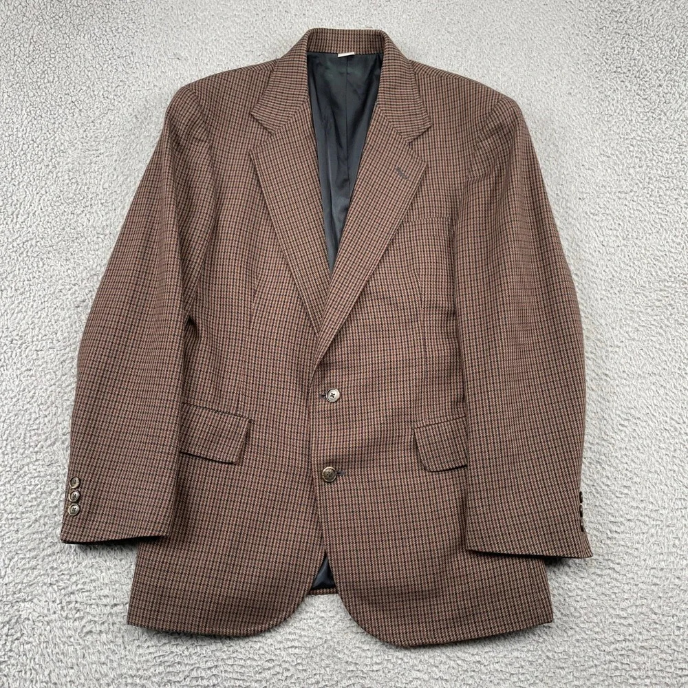 Pendleton Blazer Mens 40 Houndstooth Wool Blend Two Button Sport Coat Jacket